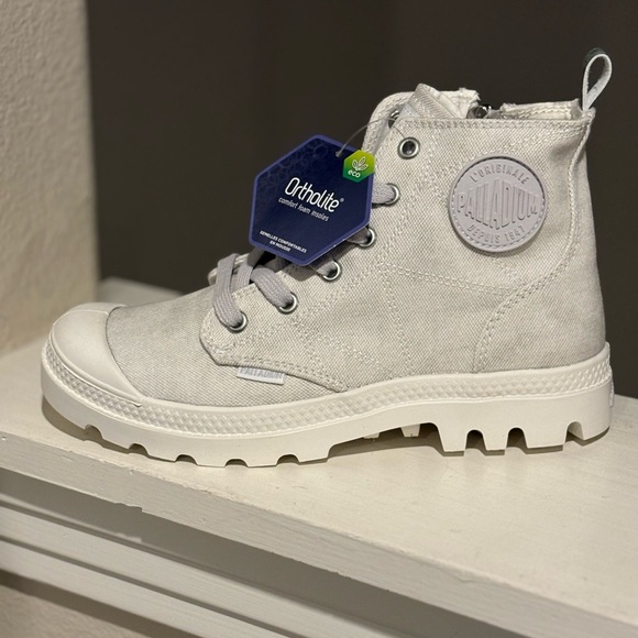 Palladium Pampa White Ankle Boots Shoes Womens Sz 5.5 Youth Sz 4Y 96693-116 - Picture 5 of 10